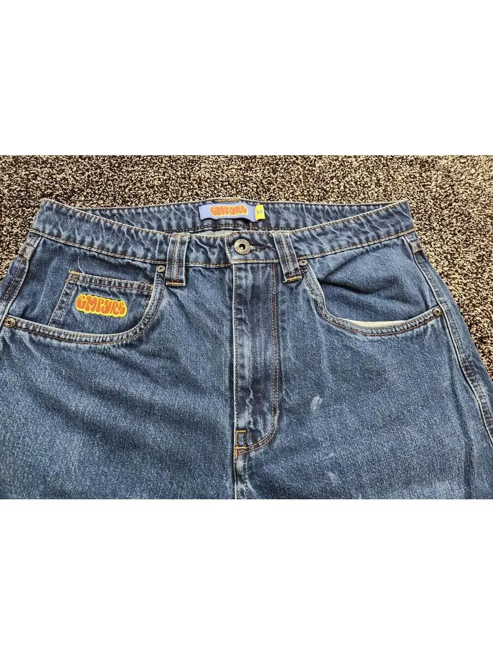 Empyre Relaxed Wide Jeans Men's 32 Blue Denim Baggy Y2K Double Knee Loose Skater